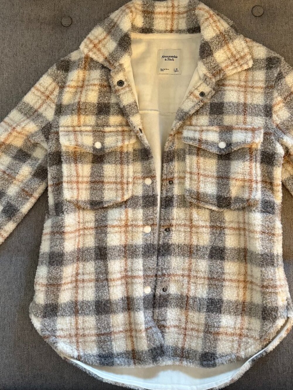 Abercrombie Plaid Fuzzy Cozy Shacket
